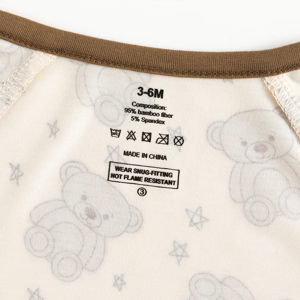 Brown Bear Pentagram Baby Bamboo Zipper Romper Pajamas