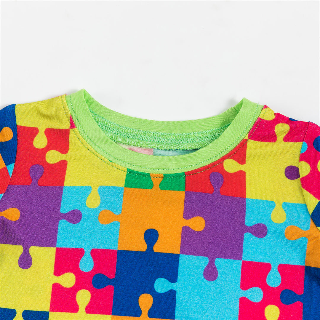Jigsaw Rainbow Bamboo Kid 2-Pieces Pajama Set