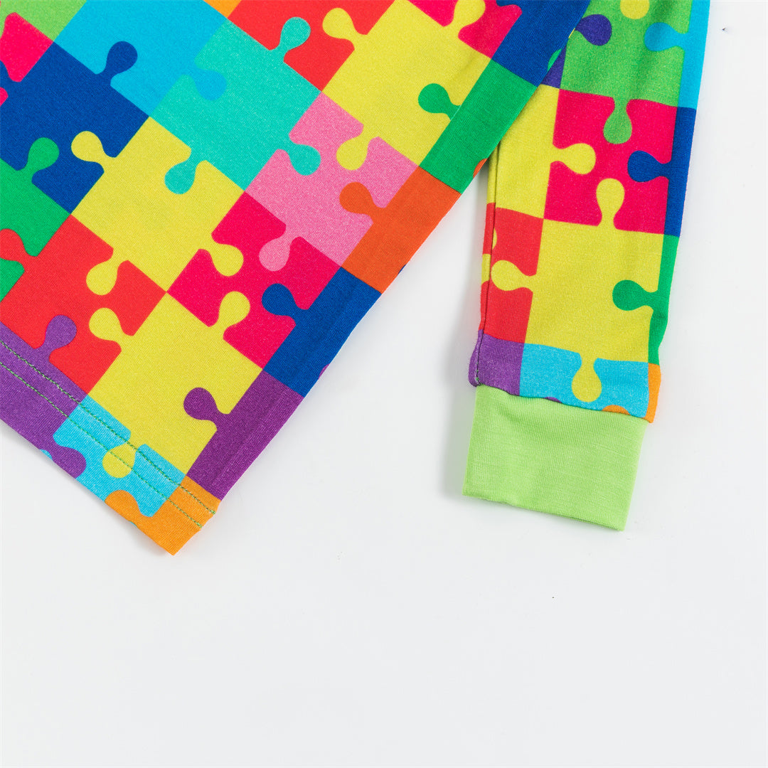 Jigsaw Rainbow Bamboo Kid 2-Pieces Pajama Set