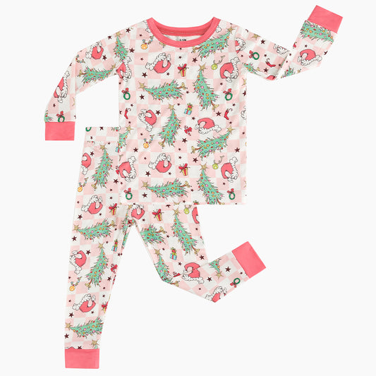 Christmas long sleeve pajama set design - baby apparel long sleeve pajama set with custom design - baby wear front view