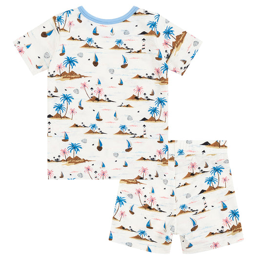Islands Sailboats Bamboo Kid Two Piece Pajama Set bamboo clothing design - baby apparel bamboo clothing with custom design - baby wear front view