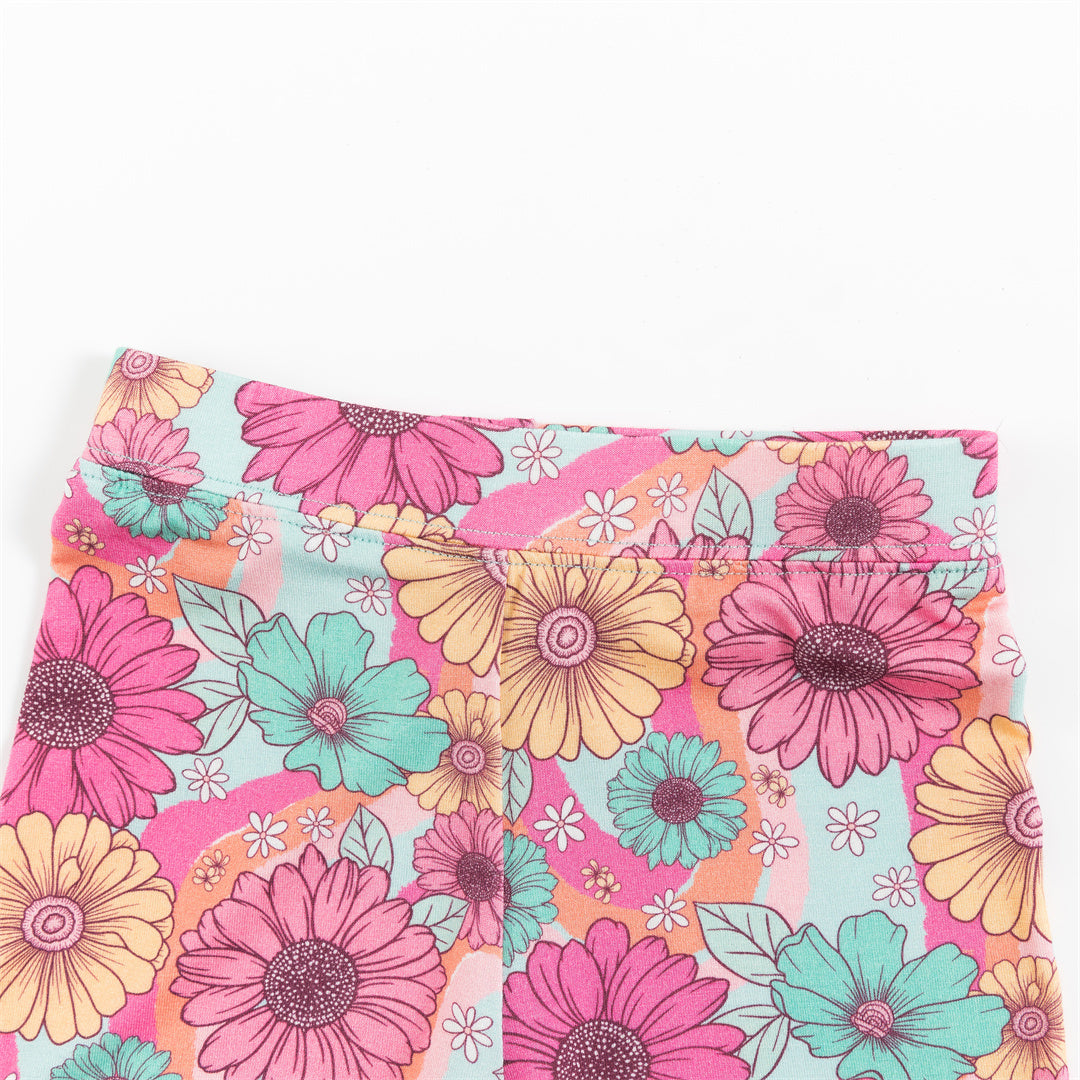 Flowers Colorful Bamboo Kid Short Two-Piece Pajama Set