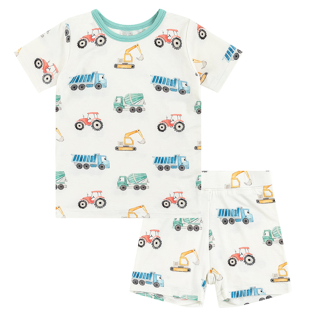 북유럽 드림 풀 그린 패턴 대나무 여름 파자마 반바지 세트