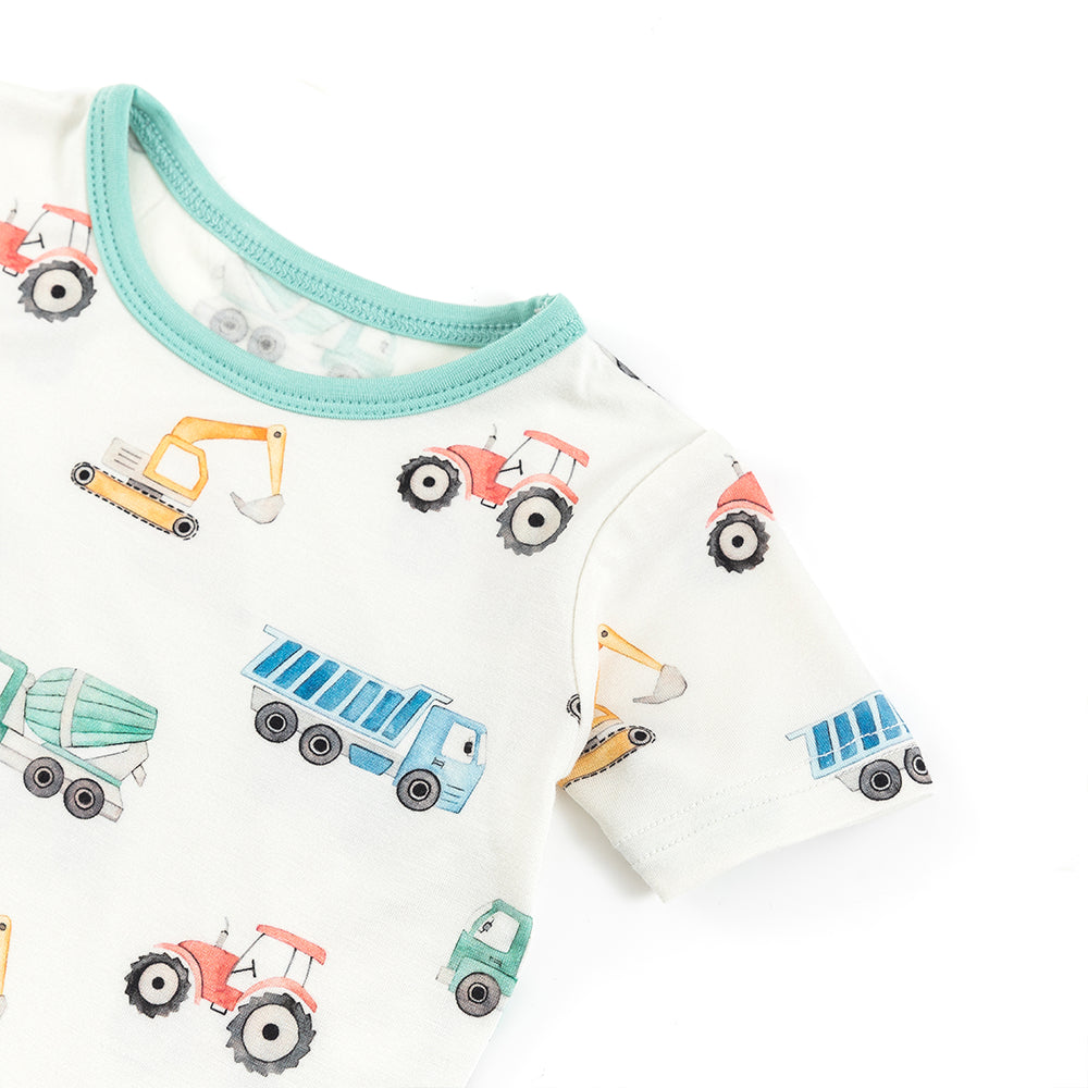 북유럽 드림 풀 그린 패턴 대나무 여름 파자마 반바지 세트