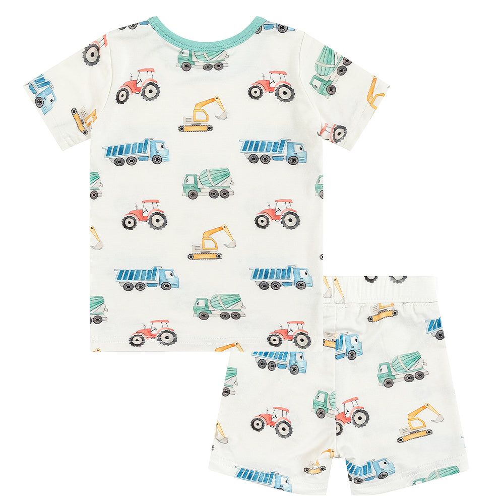 북유럽 드림 풀 그린 패턴 대나무 여름 파자마 반바지 세트