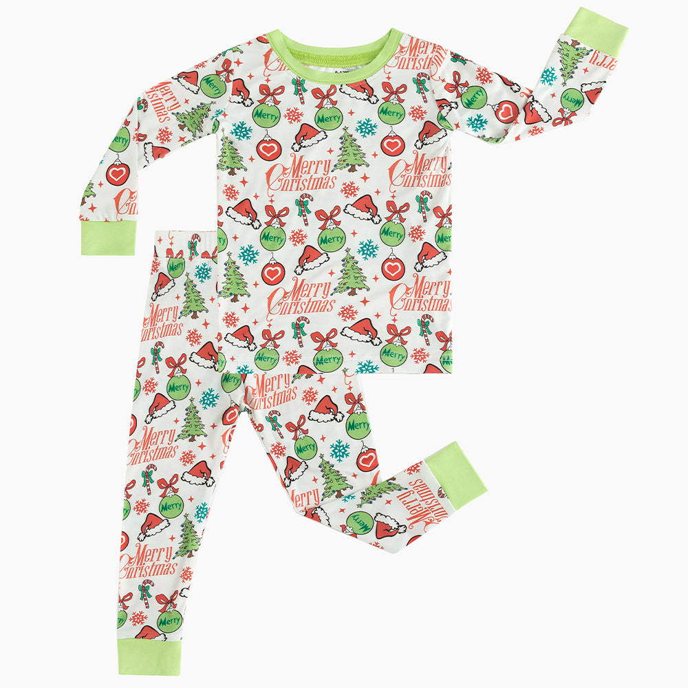 Merry Christmas Santa Hat Bamboo Long Sleeve Pajama Set