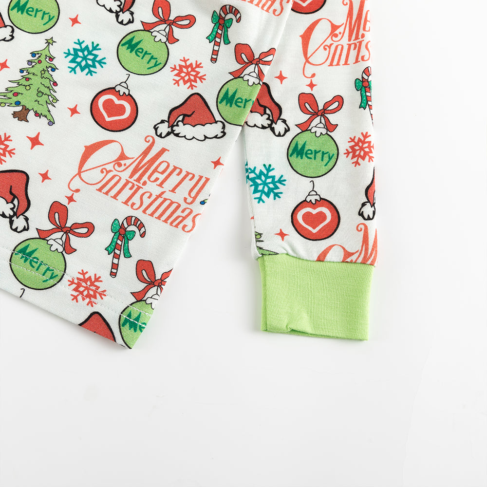 Merry Christmas Santa Hat Bamboo Long Sleeve Pajama Set