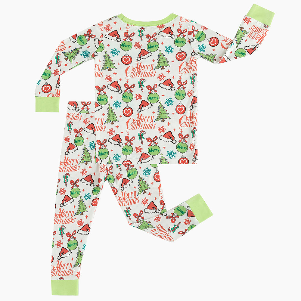 Merry Christmas Santa Hat Bamboo Long Sleeve Pajama Set