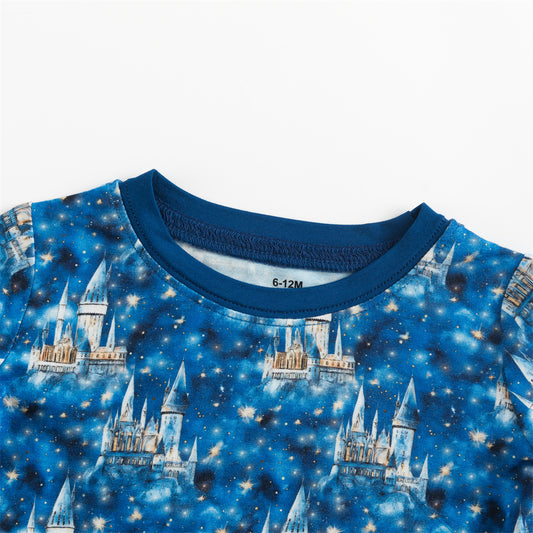 Castles Two Piece Bamboo Long Sleeve Pajamas bamboo clothing design - baby apparel bamboo clothing with custom design - baby wear front view
