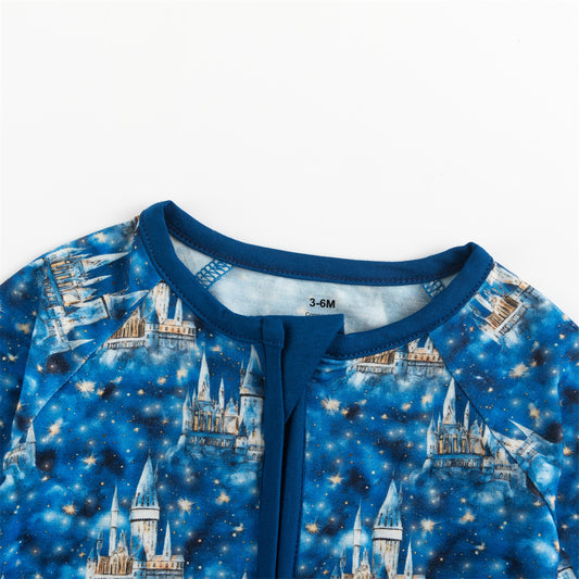Castles Bamboo Zipper Baby Pajamas bamboo clothing design - baby apparel bamboo clothing with custom design - baby wear front view