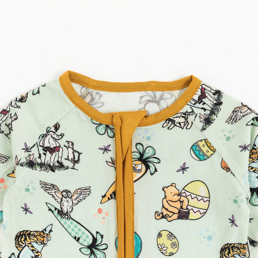 Easter Bear Pattern Bamboo Viscose Romper bamboo clothing design - baby apparel bamboo clothing with custom design - baby wear front view