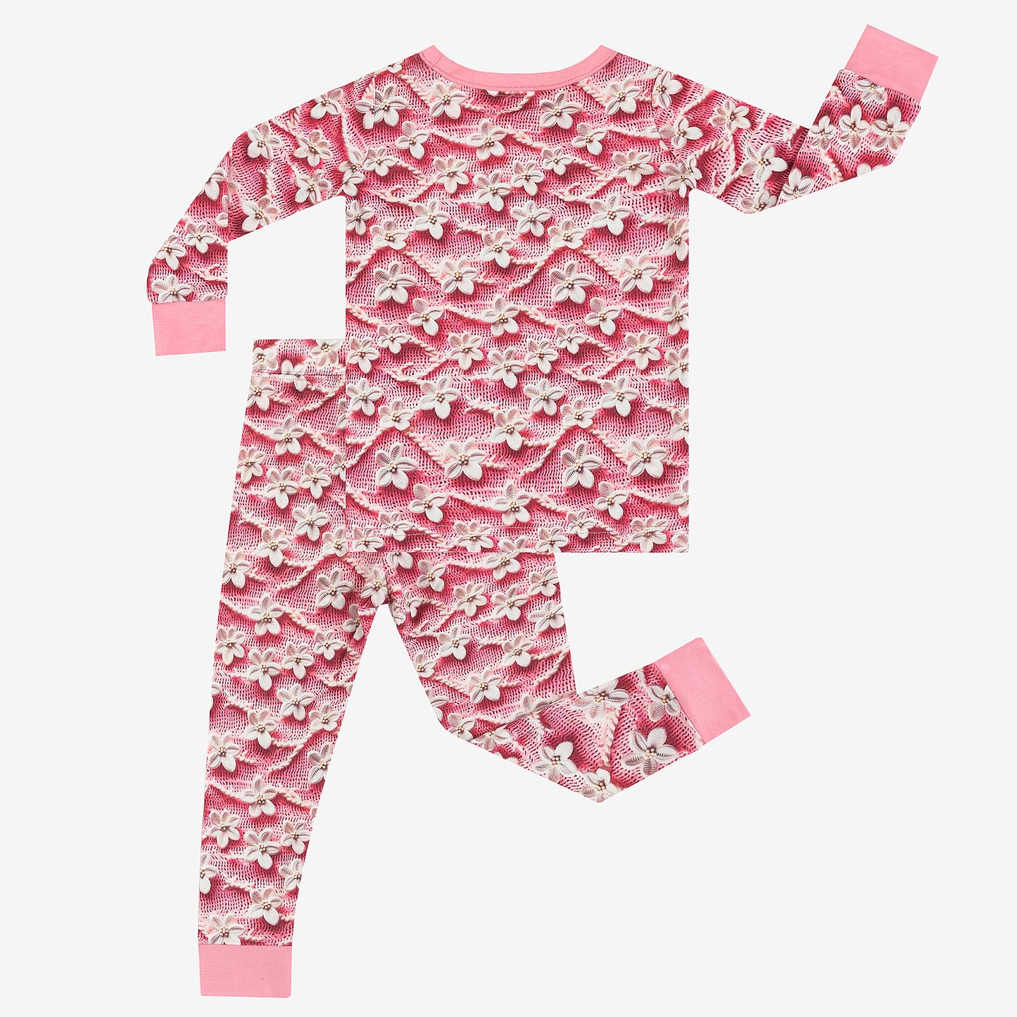 Imitation 3D Flower Print Bamboo Kid Two-Piece Pajama Set