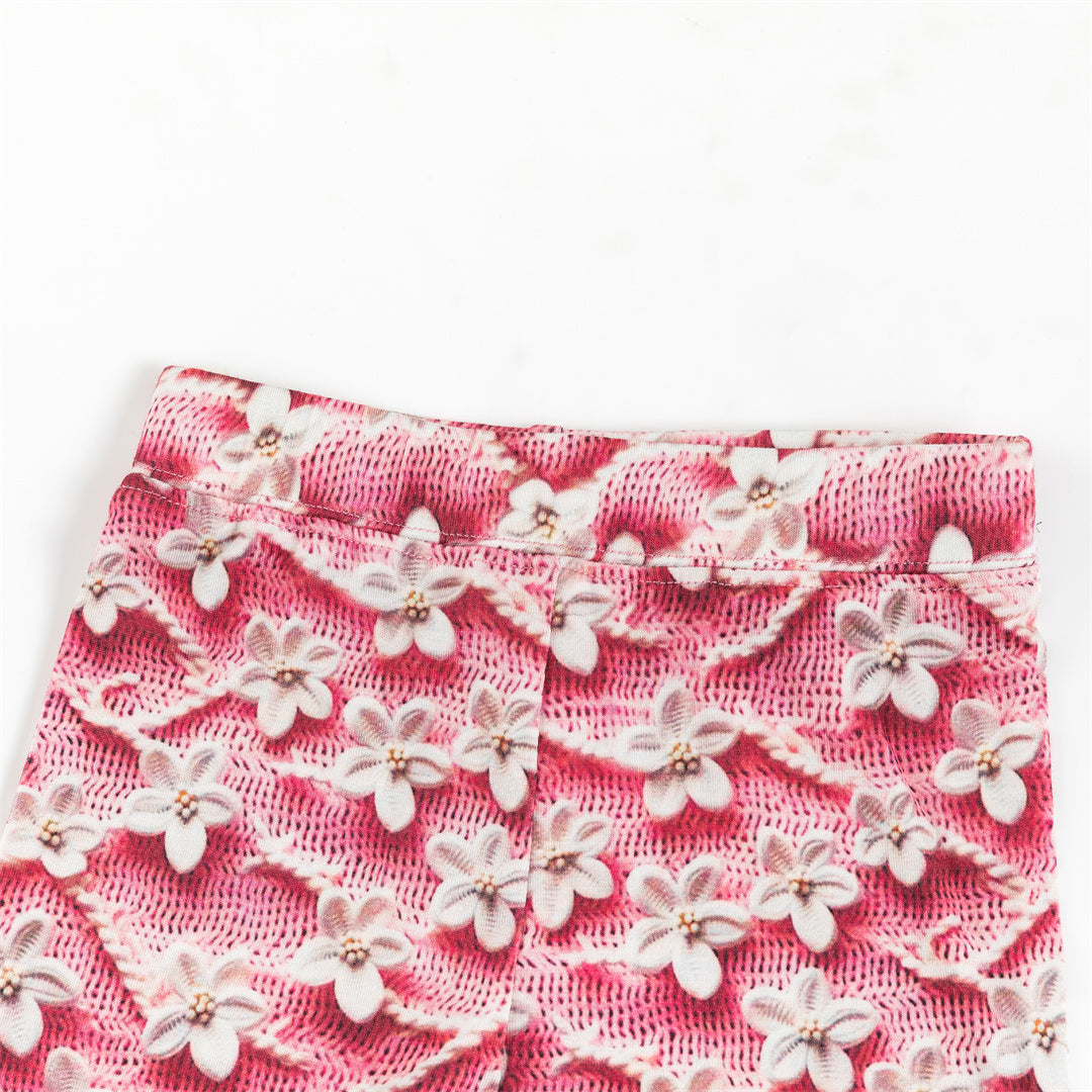 Imitation 3D Flower Print Bamboo Kid Two-Piece Pajama Set