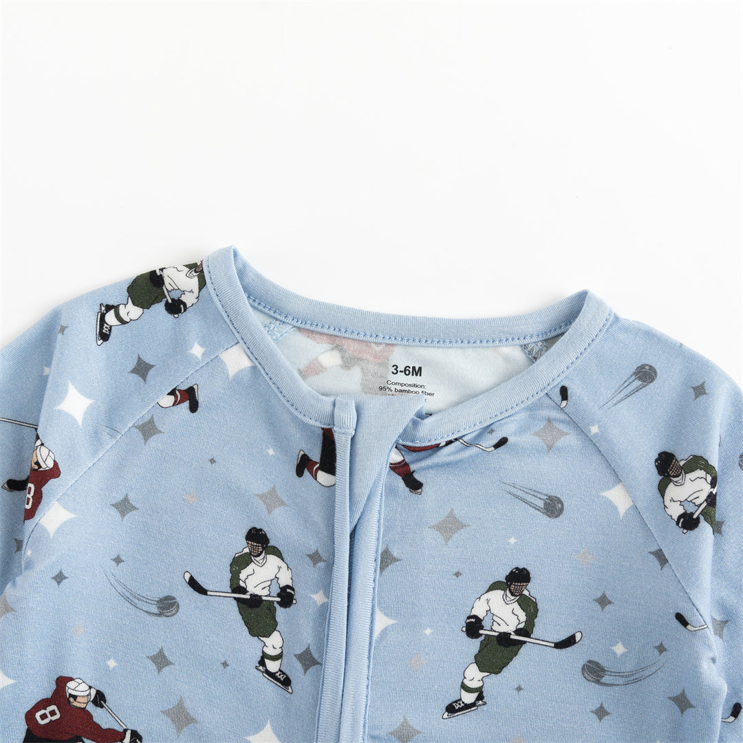 Barboteuse en bambou avec fermeture éclair à double sens pour joueur de hockey sur glace