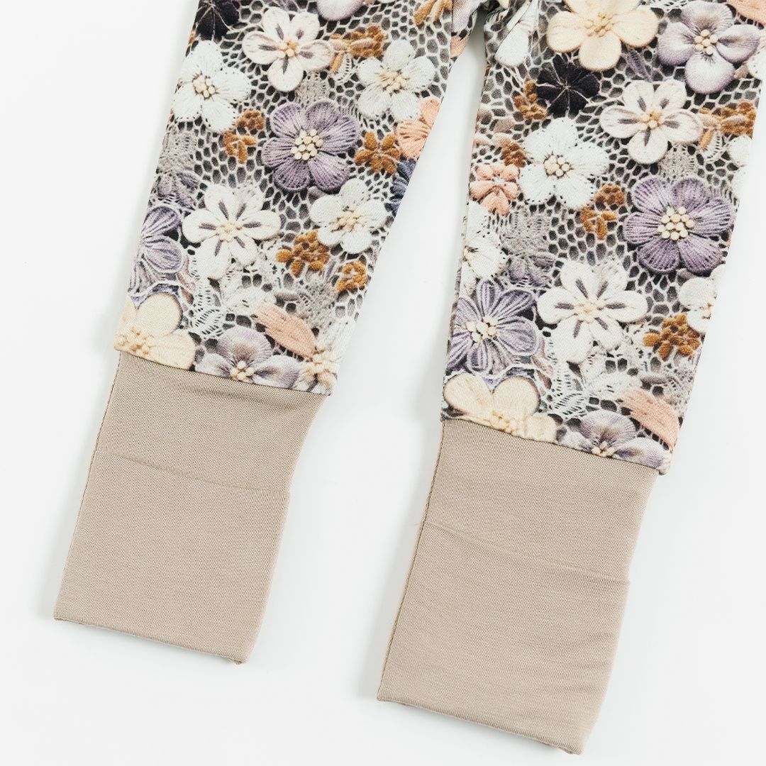 Combinaison à manches longues pour bébé en fibre de bambou MIOZING avec motif floral brodé artificiel