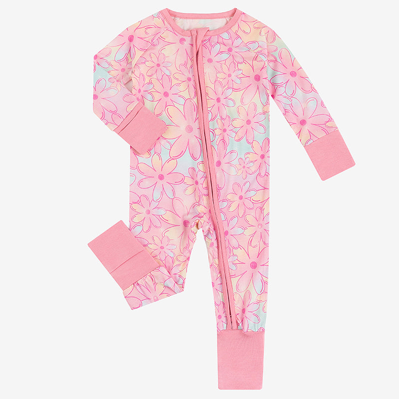 Gradient Flowers Bamboo Baby Zippy Pajama