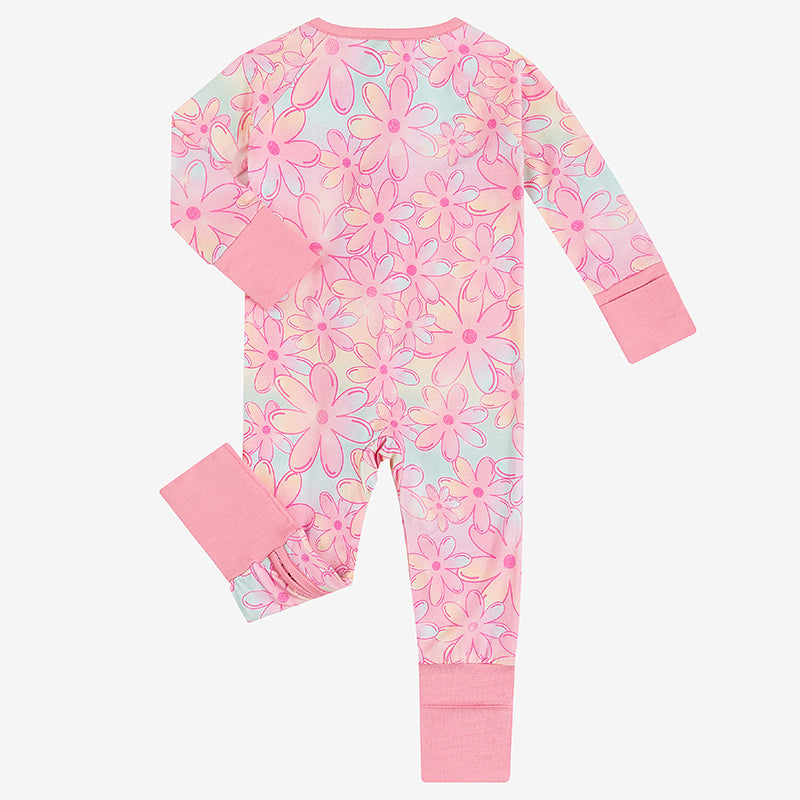 Pyjama zippé en bambou à fleurs dégradées pour bébé