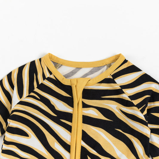 Cute Tiger Pattern Baby Bamboo Zippered Romper bamboo clothing design - baby apparel bamboo clothing with custom design - baby wear front view