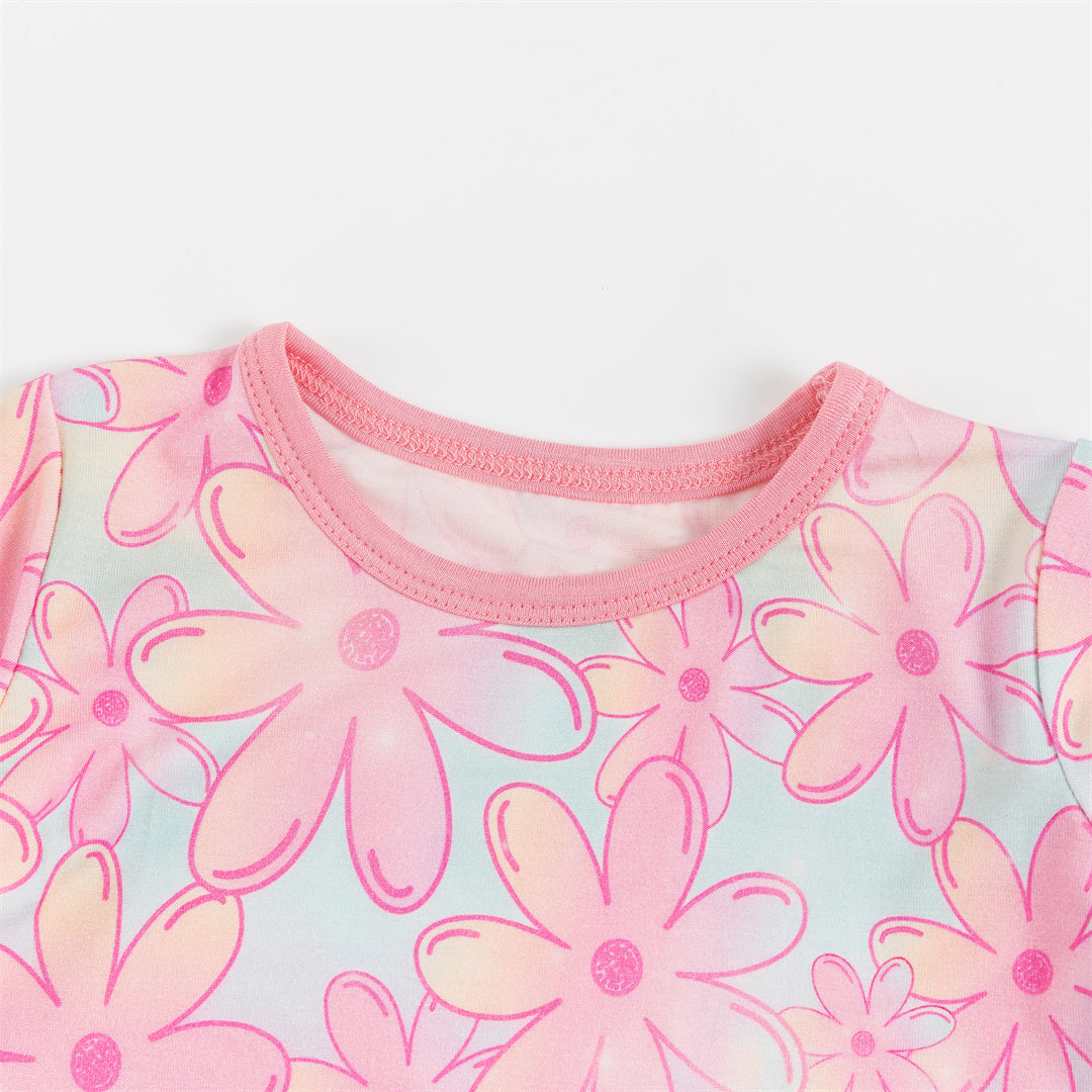 Gradient Flowers Kid Bamboo Short Set