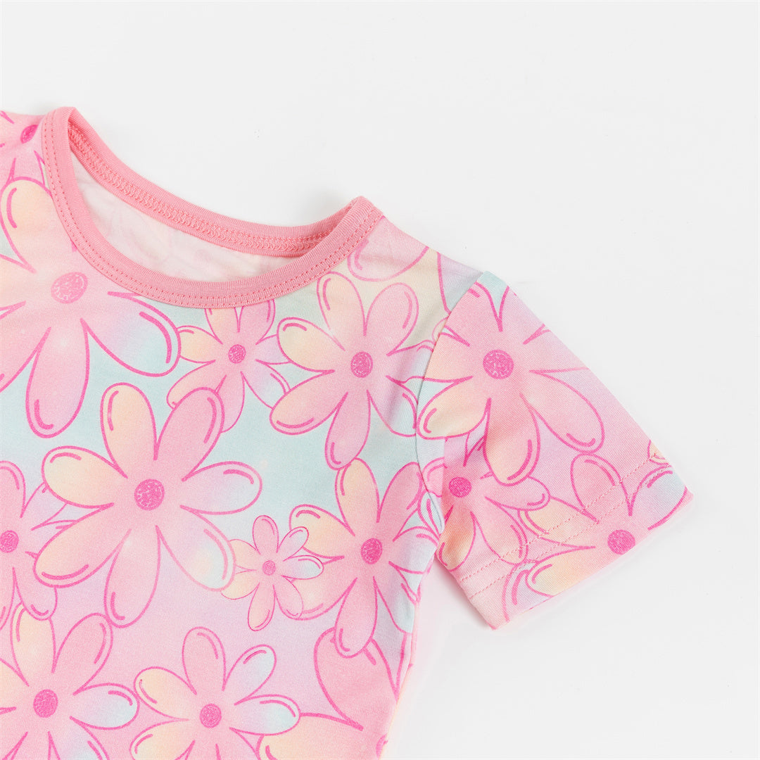 Gradient Flowers Kid Bamboo Short Set