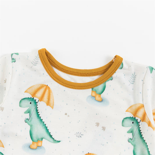 Dinosaur Umbrella Bamboo Kids Pajama Short Set bamboo clothing design - baby apparel bamboo clothing with custom design - baby wear front view