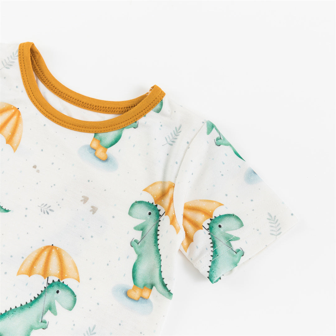 Dinosaur Umbrella Bamboo Kids Pajama Short Set