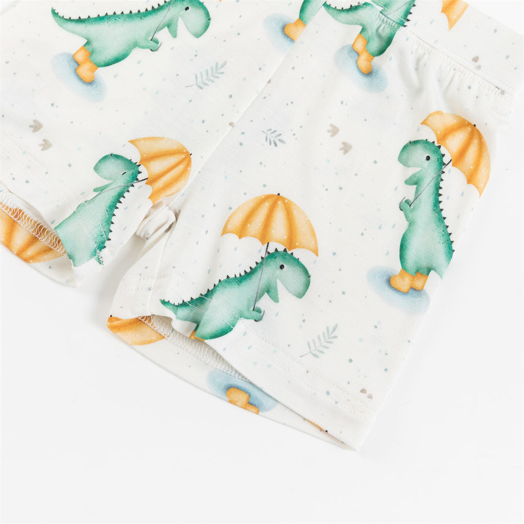 Dinosaur Umbrella Bamboo Kids Pajama Short Set