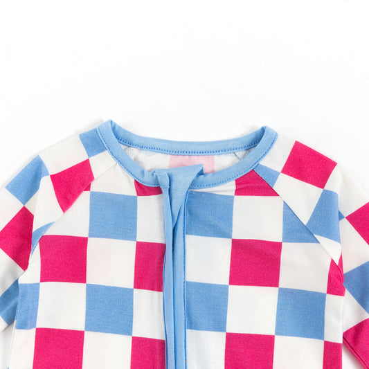 The Free Checkerboard Dream Bamboo Romper bamboo clothing design - baby apparel bamboo clothing with custom design - baby wear front view