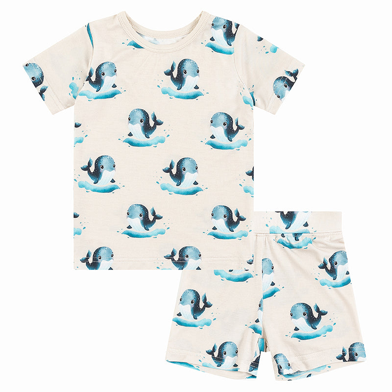 Whale Ocean Bamboo Kid Two-Piece Short Pajama Set