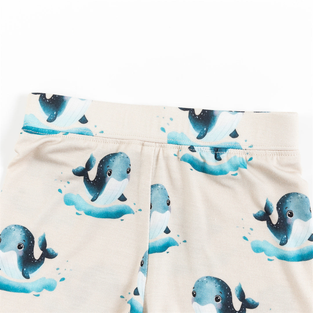 Whale Ocean Bamboo Kid Two-Piece Short Pajama Set