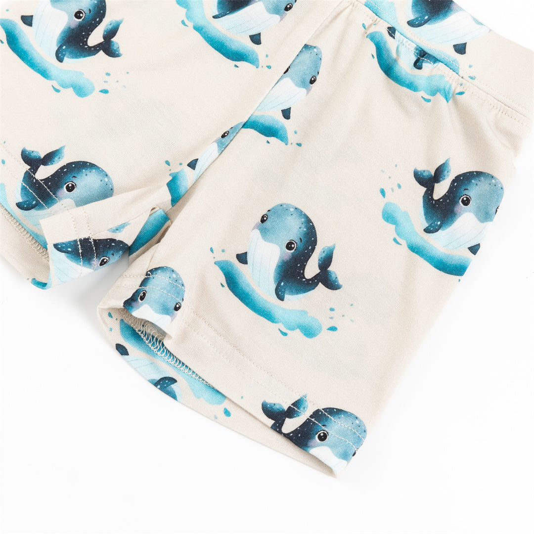 Whale Ocean Bamboo Kid Two-Piece Short Pajama Set