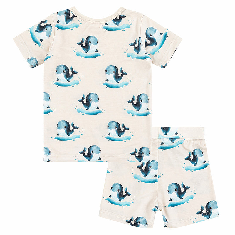 Whale Ocean Bamboo Kid Two-Piece Short Pajama Set