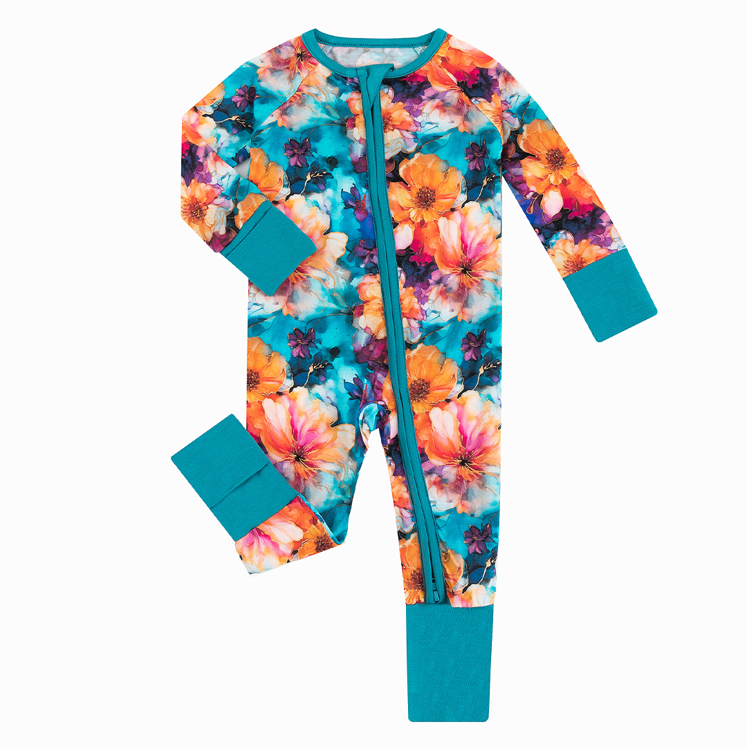 Ink Flowers Bamboo Baby Zippy Pajama