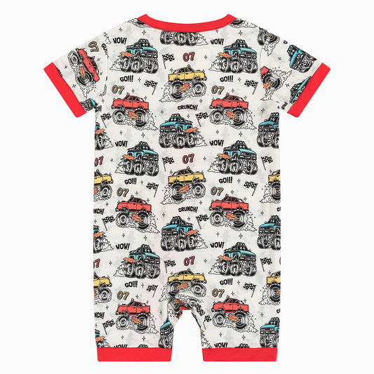 Truck Bamboo Kid Short Two Piece Pajama Set bamboo clothing design - baby apparel bamboo clothing with custom design - baby wear front view