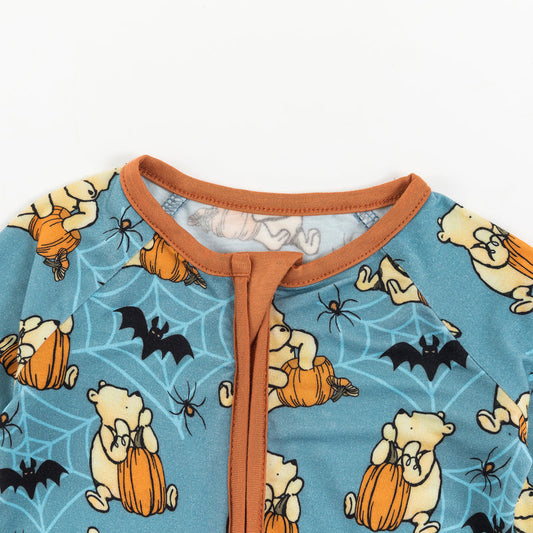 Bat Pumpkin Cute Bear Bamboo Sleeper bamboo clothing design - baby apparel bamboo clothing with custom design - baby wear front view