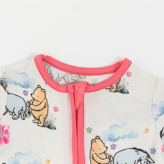 Bear Donkey Flowers Short Bamboo Zippy Baby Romper bamboo clothing design - baby apparel bamboo clothing with custom design - baby wear front view