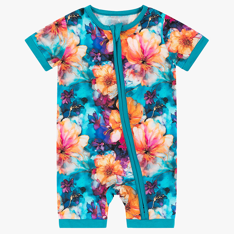 Ink Flowers Bamboo Baby Short Zippy Pajama