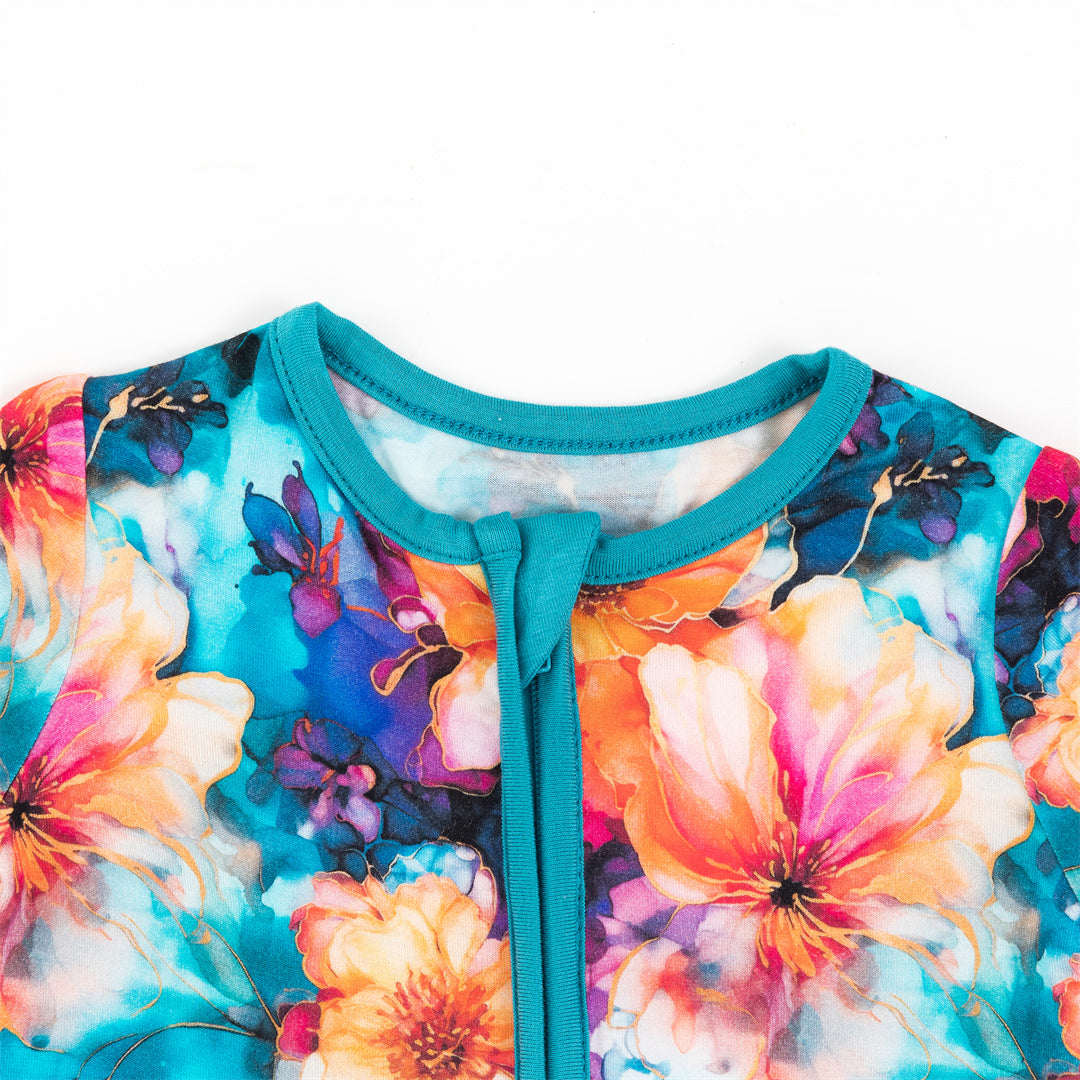 Ink Flowers Bamboo Baby Short Zippy Pajama