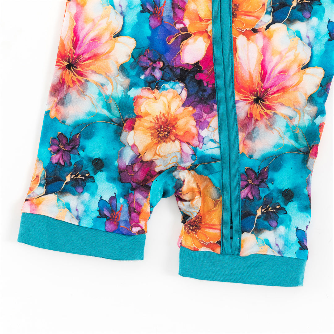 Ink Flowers Bamboo Baby Short Zippy Pajama