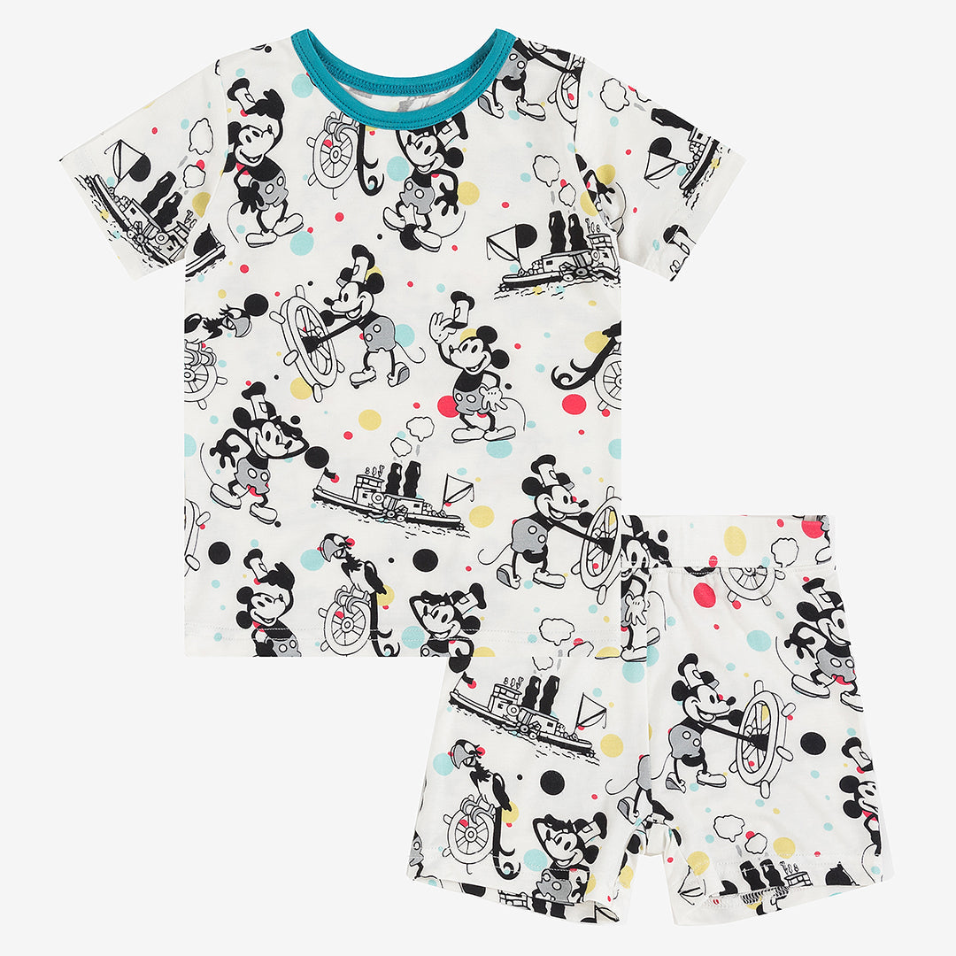 Cartoon Mouse and Music Print Bamboo Pajama Short Sets