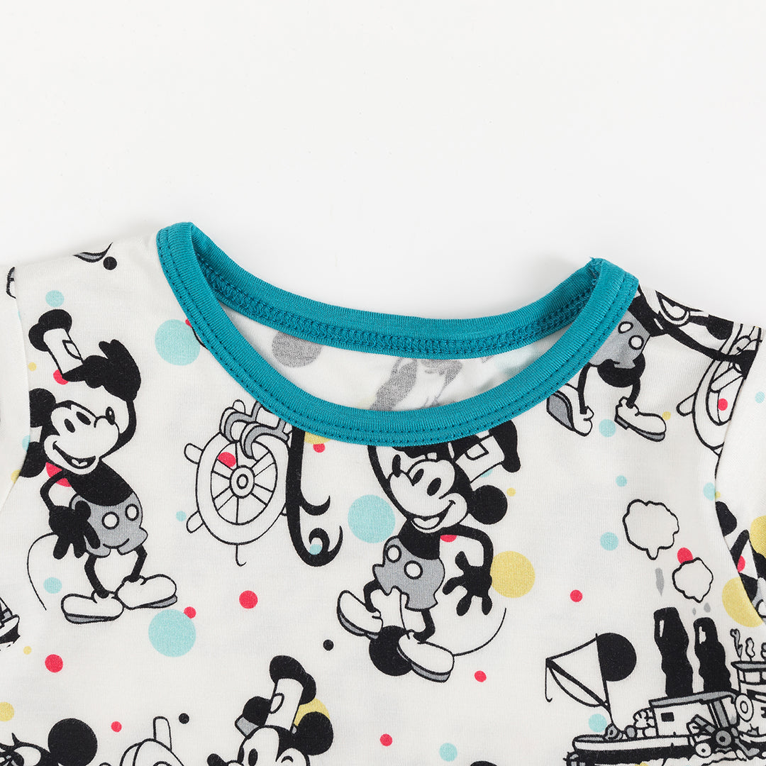 Cartoon Mouse and Music Print Bamboo Pajama Short Sets