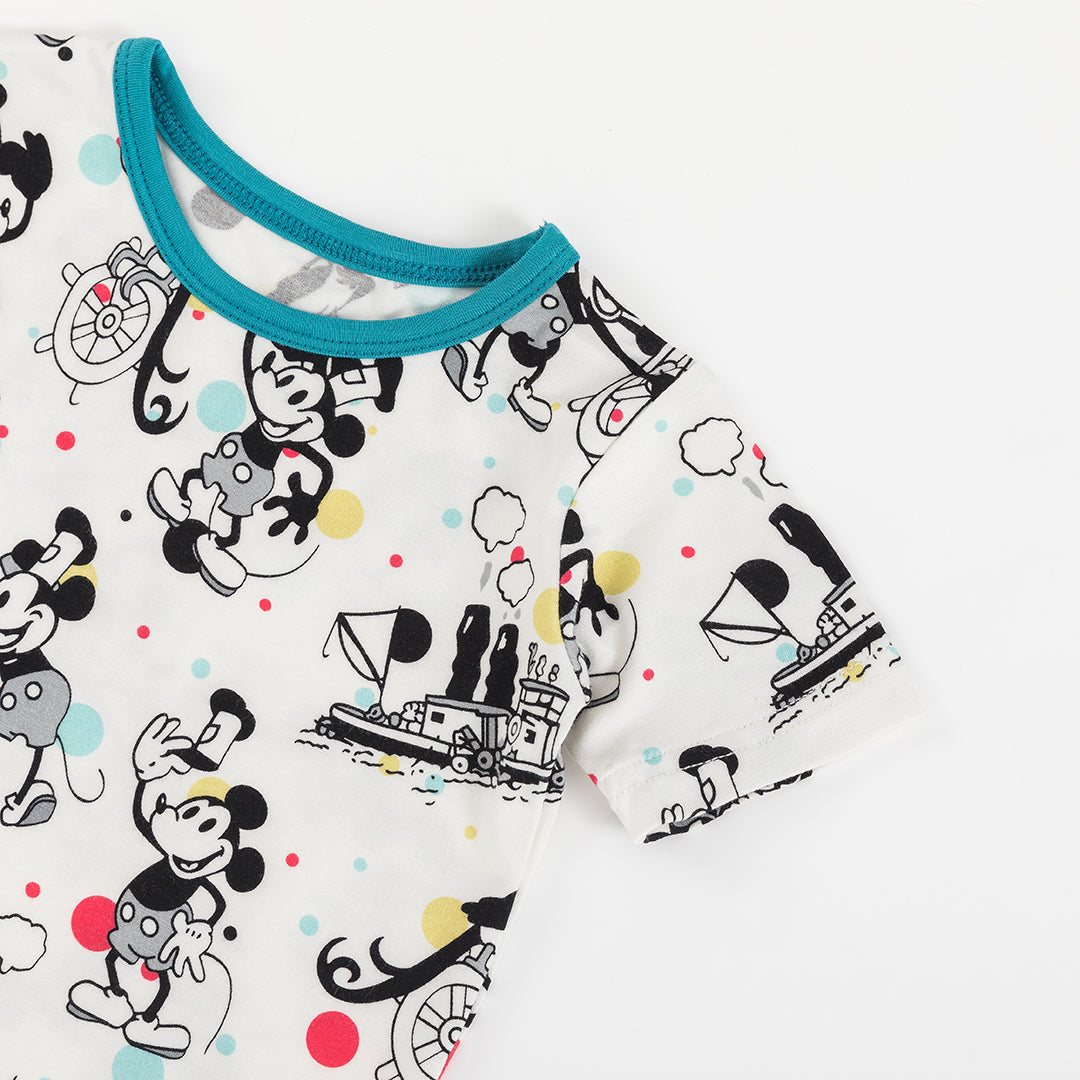 Cartoon Mouse and Music Print Bamboo Pajama Short Sets