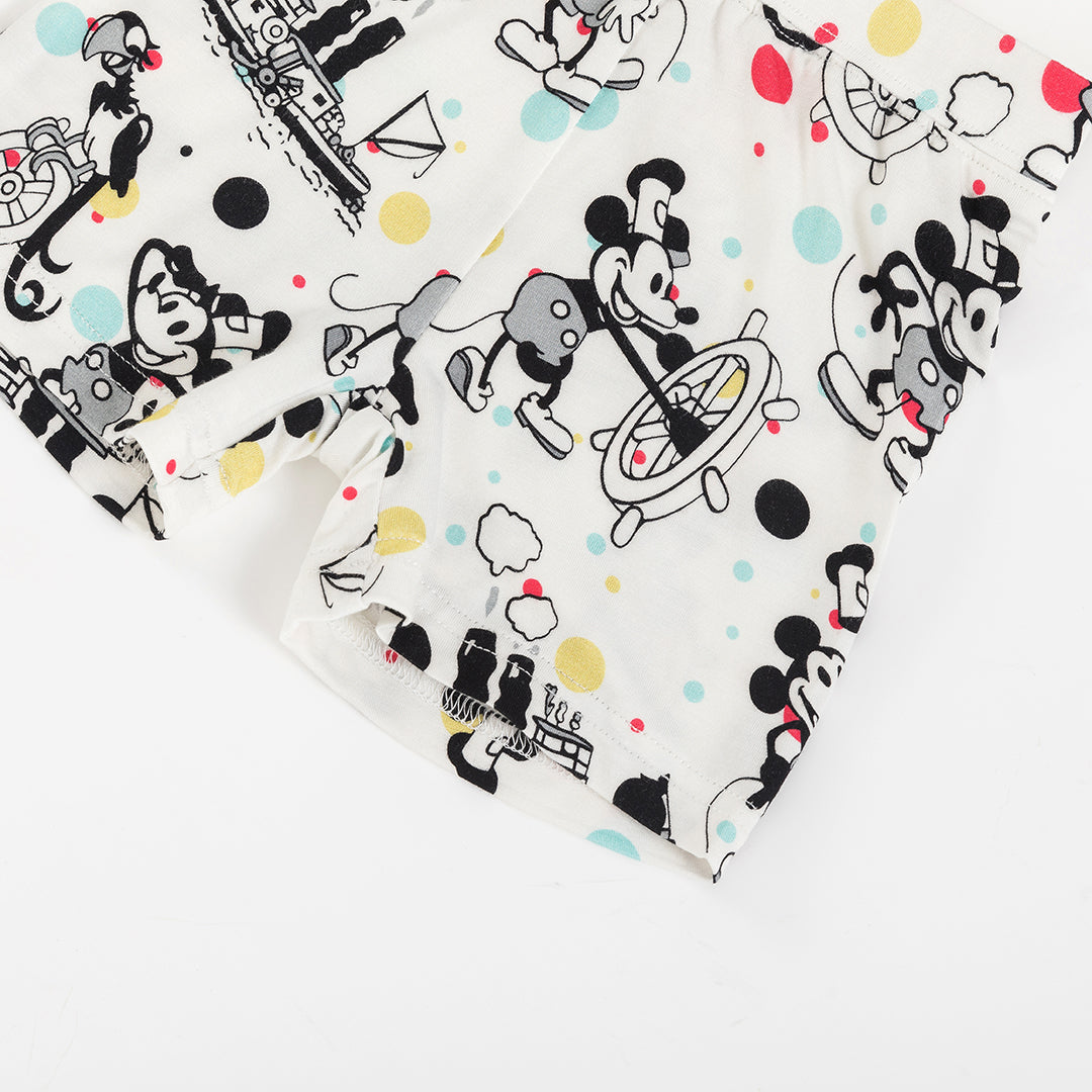Cartoon Mouse and Music Print Bamboo Pajama Short Sets