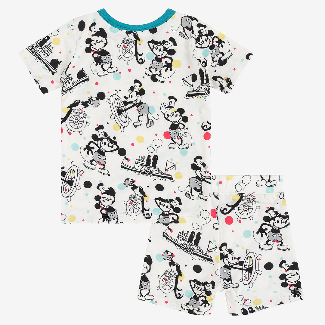 Cartoon Mouse and Music Print Bamboo Pajama Short Sets