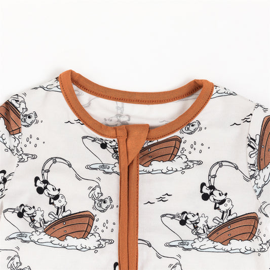 Cartoon Mouse Pattern Shorty Bamboo Viscose Zippy bamboo clothing design - baby apparel bamboo clothing with custom design - baby wear front view
