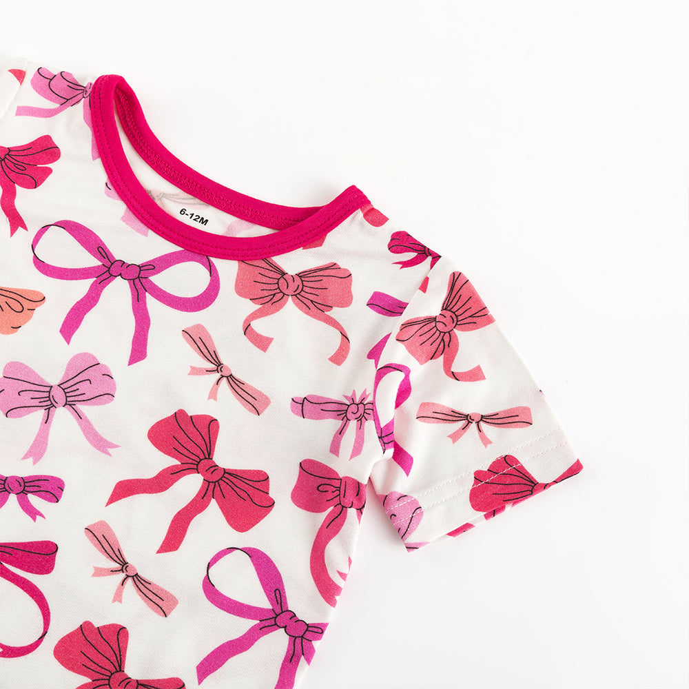 북유럽 드림 풀 그린 패턴 대나무 여름 파자마 반바지 세트