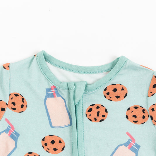 Cookies Milk Short Bamboo Zippy Baby Romper bamboo clothing design - baby apparel bamboo clothing with custom design - baby wear front view