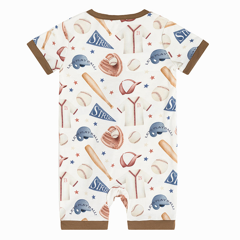 Pyjama court zippé en bambou pour bébé passionné de baseball