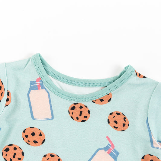 Cookies Milk Bamboo Summer Pajama Shorts Set bamboo clothing design - baby apparel bamboo clothing with custom design - baby wear front view