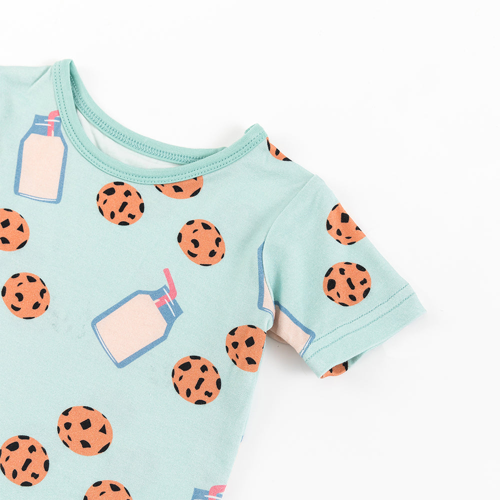 북유럽 드림 풀 그린 패턴 대나무 여름 파자마 반바지 세트